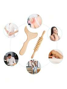 1pcWood Therapy Massage Tool Lymphatic Drainage Massager Kit Professional Body Cellulite Massager For Body Sculpting,Contouring,Relief Muscle,Anti-Cellulite - Apricot - View 5