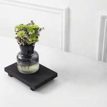 Small Bathroom Storage Tray With Wooden Base, Vintage Decorative Tray, Space-Saving Organizer For Bathroom, Kitchen & Cosmetics - Black - View 1