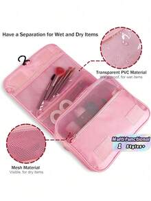 1PC Multi-Functional Hanging Makeup Bag, Storage Bag, Large Capacity, Convenient To Carry Christmas For Holiday Gift Giving,Boho Vibes - Pink - View 6