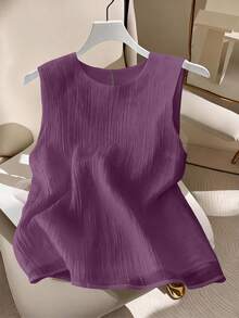 GlowEve CURVE Plus Size Casual Solid Color Tank Top, Summer - Purple - View 1