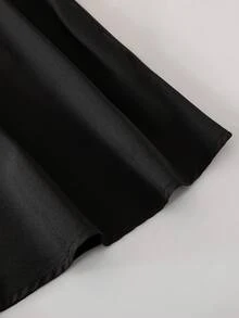 SHEIN Đầm đen thanh lịch dành cho bé gái tuổi teen, kiểu dáng công sở, cổ xếp ly, có thắt lưng. - màu đen - Xem 5