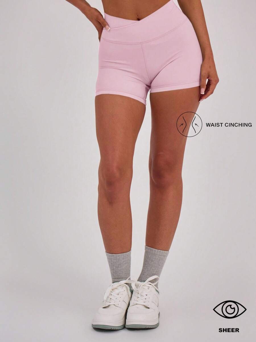 Musera Sport Quần short thể thao không đường may, cạp chéo phía trước, thích hợp cho tập Padel, Tennis, Pickleball, tập gym, thể dục, Pilates, mặc hàng ngày. - Hồng - Xem 1