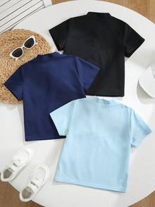 SHEIN 3件装 男童骑士印花 休闲百搭 日常穿着 短袖 Polo 衫 - 彩色 - 查看 2