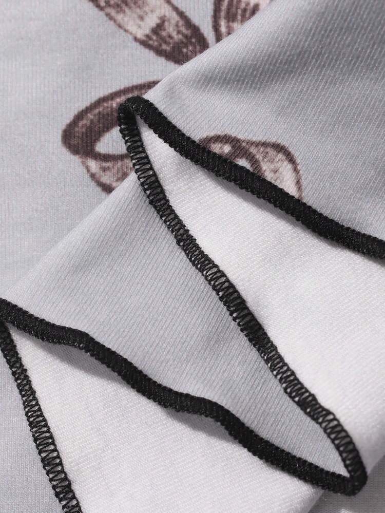 Women's Comfortable Minimalist Bow Print Button-Up Short Sleeve Top And Casual Shorts Pajama Set