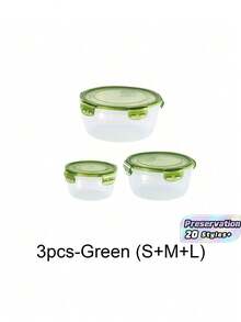 SHEIN Recipientes de almacenamiento de alimentos transparentes de color púrpura y verde, recipientes herméticos redondos con tapas para mantener los alimentos frescos, los mejores recipientes para alimentos para mantener los alimentos frescos, tazones de mezcla de plástico, recipientes de almacenamiento de cocina apilables a prueba de fugas y reutilizables, aptos para microondas, congelador y lavavajillas, adecuados para almacenar perejil, frutas, pan, huevos y talla grande. - Multicolor - Ver 8