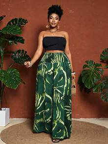Maweii Pantalon ample décontracté et polyvalent en patchwork de couleurs pour femmes grandes tailles, pour un port quotidien - Vert - Voir 6