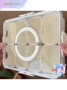 便携式 8/9/4 格零食盒，带提手；分隔托盘，适合存放零食、水果和坚果；透明熟食储存盒，适合野餐、旅行和冰箱储存；可放入洗碗机/微波炉；便携式水果、蔬菜、糖果和坚果托盘 - 非常适合午餐、沙拉、零食、旅行、露营和野餐准备；圣诞节礼物、万圣节礼物。 - 白色 - 查看 5