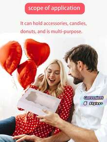 SHEIN 20 PIEZAS/10 PIEZAS/1 PIEZA Caja de pastel con ventana, caja de galletas con ventana, caja de pan, caja de pastel, caja de pretzels, adecuada para boda, baby shower, fiesta, Navidad - Multicolor - Ver 5