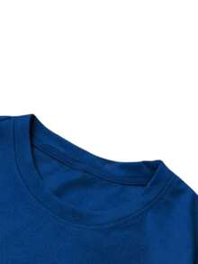 Manfinity Roughcore Men's Casual Eye Print Round Neck Short Sleeve T-Shirt, Summer - Royal Blue - View 4