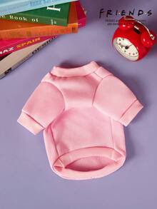 FRIENDS X 1 pieza Ropa de mascota gruesa y cálida con estampado de amor por el café de la tarde del patito blanco, sin sombrero - Rosa - Ver 8