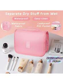 1PC Multi-Functional Hanging Makeup Bag, Storage Bag, Large Capacity, Convenient To Carry Christmas For Holiday Gift Giving,Boho Vibes - Pink - View 4
