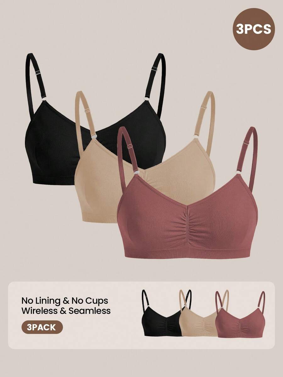 3件套无钢圈文胸和无钢圈文胸套装 - 彩色 - 查看 1