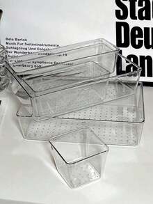 4Pcs Simple Transparent Drawer Storage Boxes, Stackable Organizer Bins For Small Items, Cosmetics, Stationery, Jewelry. Ideal For Bedroom, Bathroom, Office, Kitchen, Party Supplies, Holiday Decor, Desktop & Cabinet Storage - Clear - View 3