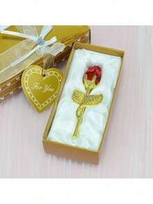1pc Glass Rose Mini Crystal Flower Artificial Flowers,Mini Crystal Gift Box Decoration Valentine's Day New Year Easter Mother's Day Gift, Birthday Gift (Comes With Gift Packaging Box) - Multicolor - View 16