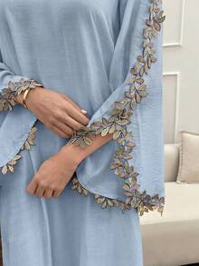Đầm dài kiểu Ả Rập đính họa tiết thời trang nữ - Màu xanh lam - Xem 5