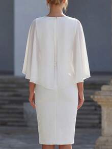 SHEIN Đầm thanh lịch nữ, Đầm dự tiệc nữ, Đầm mùa hè nữ, Đầm trắng cổ tròn nữ, Đầm choàng nữ, Đầm dự tiệc cưới nữ, Đầm màu trơn nữ, Đầm ôm sát nữ, Đầm họa tiết gạch nữ - trắng - Xem 4