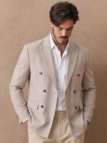 Mainfolk Men's Long Sleeve Double-Breasted Suit Jacket - Multicolor - View 1