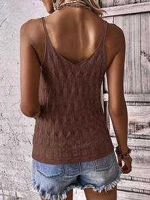 EMERY ROSE Top de punto sin mangas con tirantes finos, de unicolor, casual y cómodo, para verano - Marrón - Ver 2