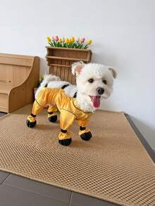 1件宠物秋冬四脚鞋，防污防虫裤，泰迪/贵宾犬适用，防滑荧光服装 - 黃色 - 查看 11