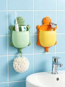 Joivida 1pc Creative Cartoon Small Turtle Storage Rack, Home Washstand, No-Drill Multifunctional Wall-Mounted Storage Rack Box, Suitable For Kitchen, Bathroom, Bedroom, Etc. - Multicolor - View 2