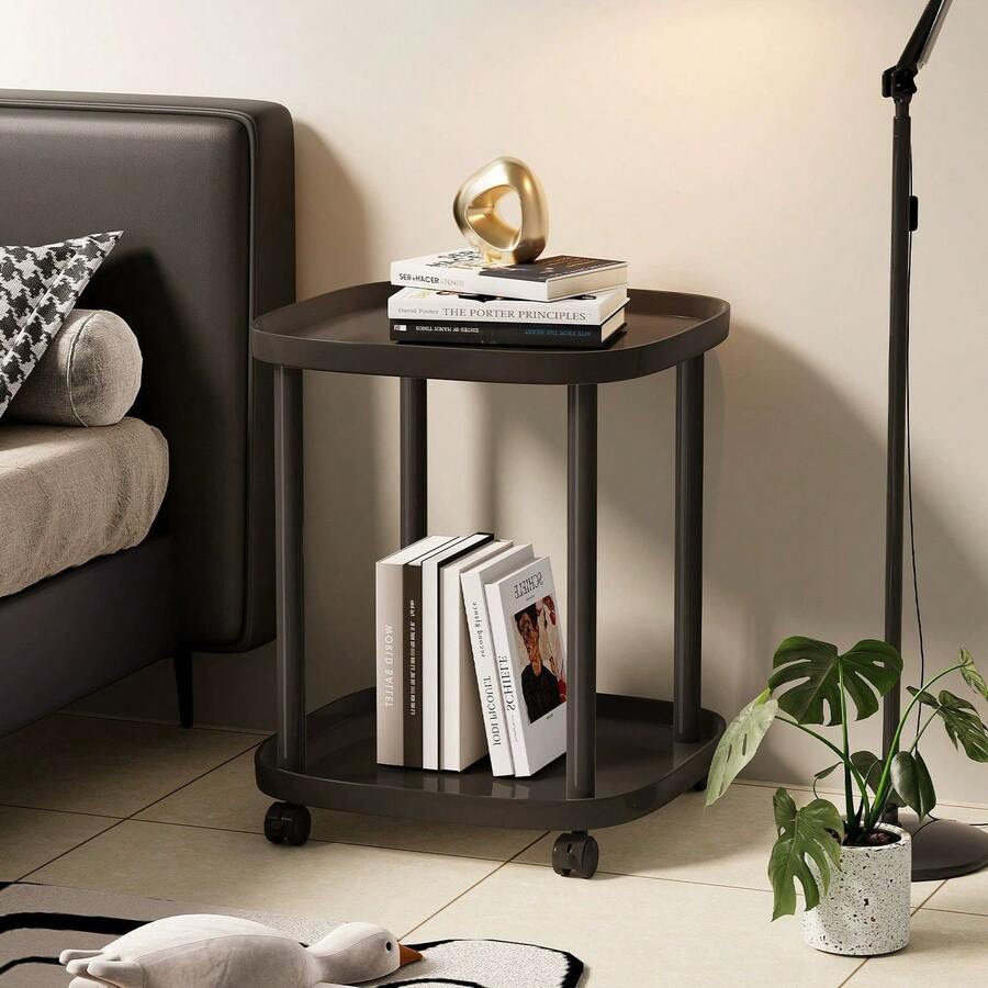 Nordic Modern Mobile Side Table, Minimalist Rolling Storage Cart, Multifunctional End Table For Bedroom Living Room - Multicolor - View 1