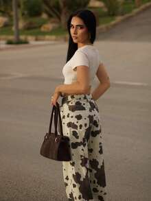 AfricaSnchz Apricot Casual Minimalistic Crew Neck Short Sleeve Cropped Fitted Women T-Shirt, Suitable For Summer Suitable For Going Out - Apricot - View 6