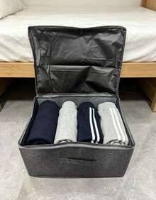 1PC Foldable Home Storage Box, Flip-Top Clothes Organizer, Multi-Function Dual Zipper Large File Storage Box, Oxford Cloth Drawer-Style Clothing Storage Box, For Storing Jeans, Sweaters, Etc. Suitable For Autumn Decor, Holiday Decor, Room Decor, Bedroom Decor, Closet Decor, Storage Bag, Storage Box, Storage Drawer - Multicolor - View 10