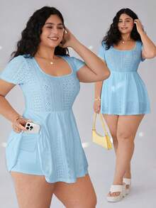 Solflare Plus Size Jumpsuits - Baby Blue - View 8