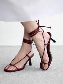 CUCCOO BIZCHIC Quần legging nữ kiểu dáng thời trang, đơn giản với mũi vuông và sandal gợi cảm. - Màu Đỏ Sâu - Xem 4