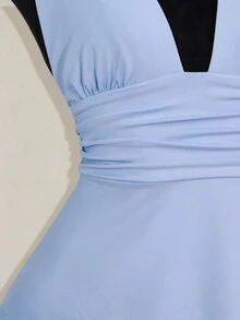 SHEIN ICON 万圣节女士露背吊带黑色娃娃衫 - 淺藍色 - 查看 4