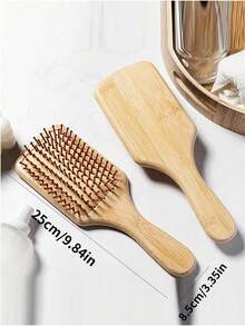 Bamboo Hairbrush, Natural Wood Anti-Static Brush, Hair And Scalp Combing, Anti-Static, Cushion Styling Tool, Universal. - Multicolor - View 7