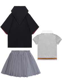 MINKOJA MINKOJA Kinder Hexen Kostüme Uniform Mädchen Hexen Robe Umhang Rock Hemd mit Socken Brillengestelle Outfits Halloween Karneval Cosplay Requisiten Verkleidung Kinder - Schwarz - Übersicht 6