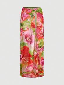 ROMWE Avant 3件套/组 2026 花卉性感欧美风泳装，夏季度假网纱长裙比基尼沙滩泳装 - 彩色 - 查看 5