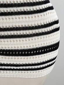 Women's Sleeveless Ombre Perforated Knit Halter Neck Sweater Dress, Spring/Summer - Multicolor - View 6