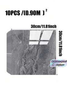10张0.9平米深灰色大理石瓷砖贴纸防水防潮铝塑自粘墙纸适用于墙面翻新装饰情人节、七夕节婚礼、生日、墙面装饰 - 灰色 - 查看 7