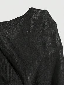ROMWE Áo trễ vai nữ có nơ thắt eo, gợi cảm - màu đen - Xem 5