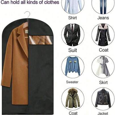 5pcs/Set Hanging Garment Dust Cover Bags, Fully Enclosed Dust-Proof Clothing Protector Covers For Suits, Dresses, Coats, Jackets, Closet Organizer For Home, Office, Travel, Gift For Women And Men