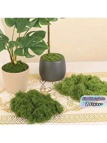 1pc 100g Artificial Moss Suitable For Home Decoration, Miniature Landscape Arrangements, Lawn Miniatures, Potted Plants, And Landscaping Decoration Valentine's Day, Valentines Wedding, Birthday - Green - View 8
