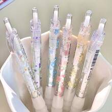 Bộ 6 bút bi gel in họa tiết hoa, đầu bút dạng bấm 0.5mm, mực đen khô nhanh, kiểu dáng dễ thương, văn phòng phẩm thẩm mỹ dành cho học sinh. - Nhiều màu - Xem 6
