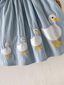 Cozy Pixies 女婴碎花花瓣袖收腰连衣裙 - 水鴨藍 - 查看 4