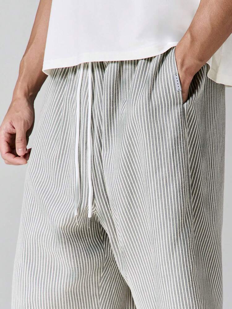 SUMWON Striped Drawstring Bermuda Shorts With Elastic Waist