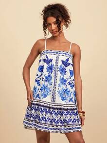 Travachic Vestido camisero minimalista estampado para mujer - Multicolor - Ver 5