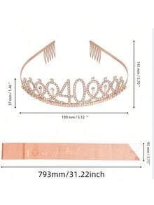 2 Peças Conjunto de Faixa de 18 Anos e Tiara de Coroa de Strass - Fita de Aniversário Feliz Dourada Brilhante com Broche de Rainha, Tiara Brilhante para Mulheres e Meninas, Decorações de Festa de Aniversário de Marco, Acessório de Foto Sweet 18, Presente de Aniversário para Ela, Suprimentos para Despedida de Solteira e Ano Novo - Multicolor - Visão 3