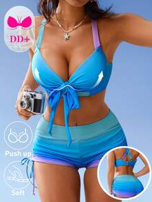 Voyashape Bộ bikini nâng ngực có gọng DD+ Series, được thiết kế dành cho phụ nữ có vòng ngực lớn. - Màu xanh bạc hà - Xem 1