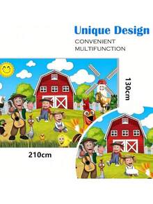 1pc Farm Animal Theme Party Decoration, Birthday Party Background Cloth, Farm Animal Background Photo Banner, - multicolor - View 2