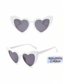 10pcs Cute And Interesting Heart-Shaped Decorative Fashion Glasses For Both Men And Women, Suitable For Wedding Parties, Dance Parties, Etc., In White Color, Christmas - Multicolor - View 2