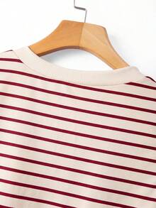 SHEIN Franclia New Striped V-Neck Short Sleeve T-Shirt For Women - Multicolor - View 8