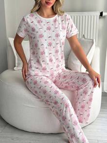 Cottonline Relax Comfortable Cute Bear Pattern Detailed 3 Pcs Sleep Set - Pink - View 4