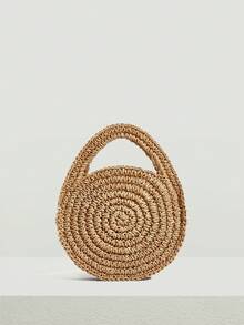 SHECARRY Natural Mini,Woven Bag,Perfect For Summer Travel,For Outdoor,Summer,Women Bags For Vacation,Holiday,Straw Purse,Straw Beach Bag,Beach Necessities,Beach Essentials,Beach Stuff & Summer Essentials, Best Women Bag For Beach Vibes, Wicker Bag, Vacation Bag For Summer - Camel - View 3