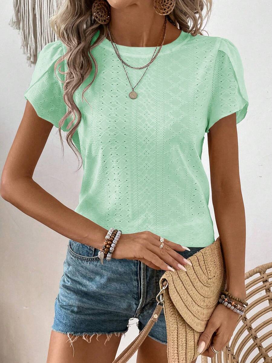 Hotletica Casual rundhalsad Basic kortärmad T-shirt för vår och sommar - Mint Grön - Visa 1